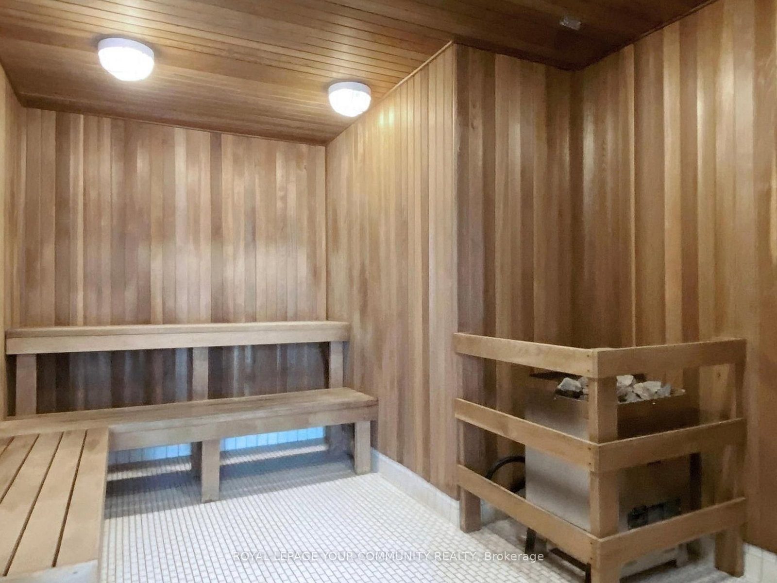 The cedar sauna, one of the resort-style amenities at Solstice Condominiums