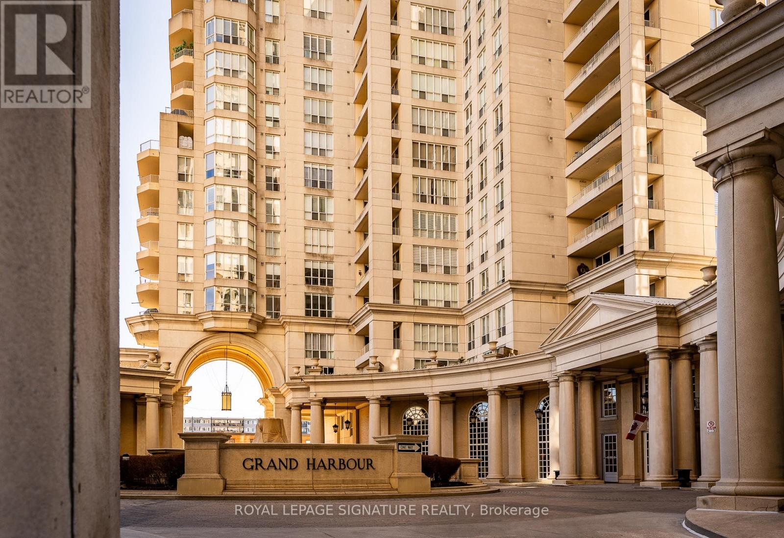 Grand Harbour building entrance with signage