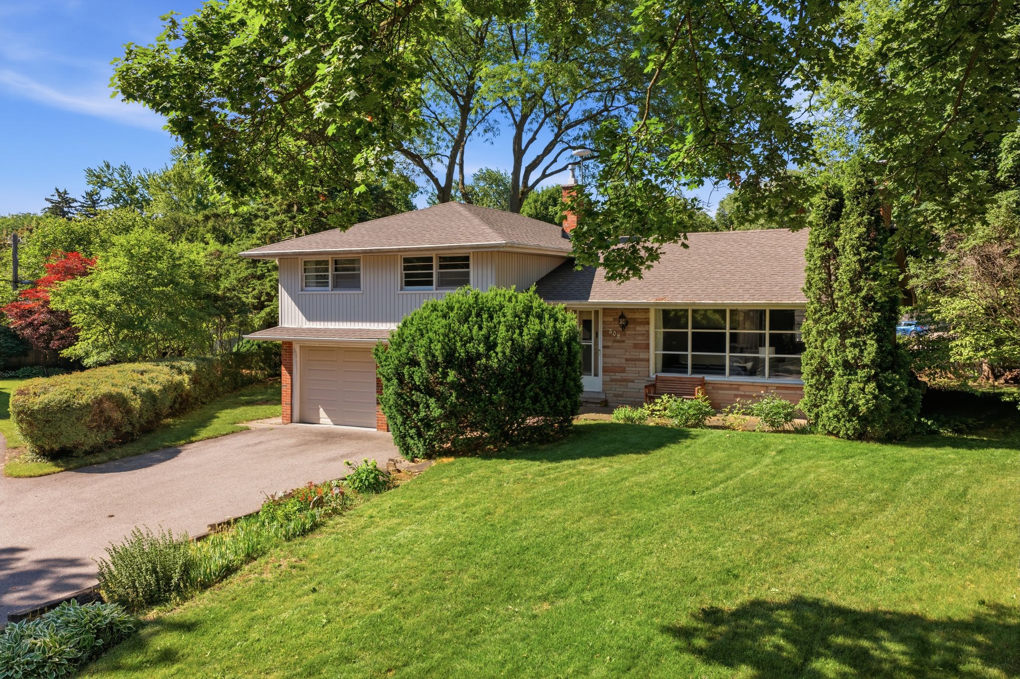 Front exterior of the side split home &mdash; 308 South Court, Burlington